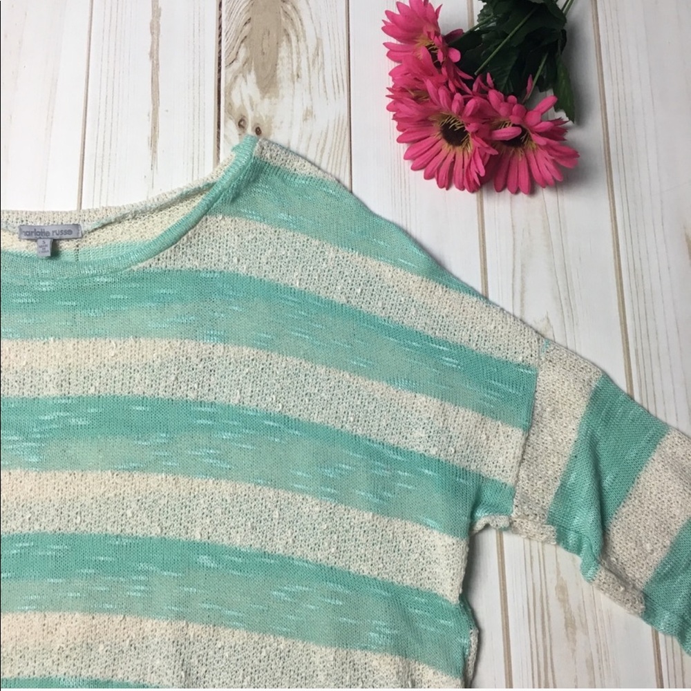 Mint Green and Cream Striped Long Sleeve Shirt - Picture 2 of 6